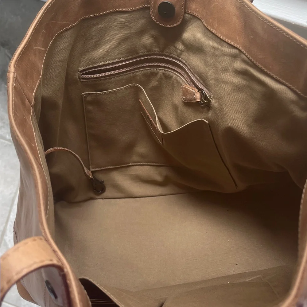 Authentic Frye Tan Leather Tote Bag Great  Condition - Picture 9 of 16